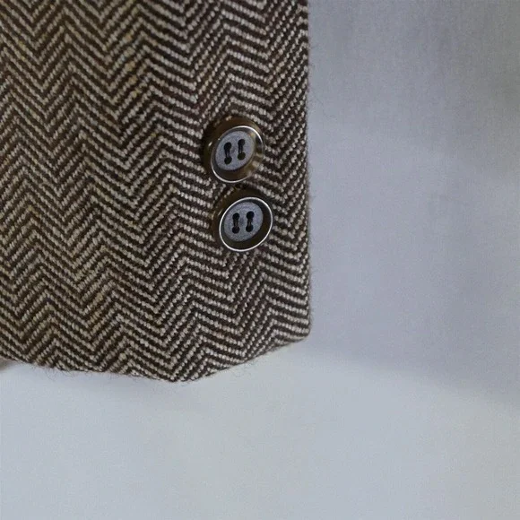 Deadstock 50s 42S Brown Herringbone‎ Bespoke Tweed Hamilton Blazer Sport Coat